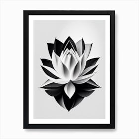 American Lotus Black And White Geometric 5 Art Print