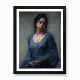 Woman In Blue Dress 1 Art Print