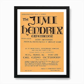 Jimi Hendrix Experience 1970 Sacramento California Handbill Flyer (Usa) Art Print