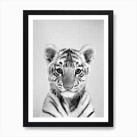 Baby Tiger - Black & White Art Print