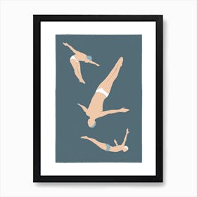 Art Deco style diving men Art Print