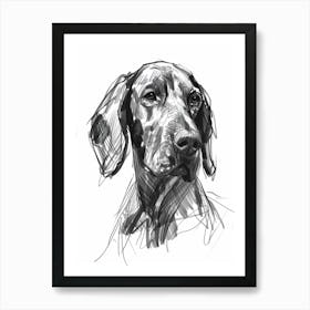 American English Hound Dog Charcoal Line 2 Art Print