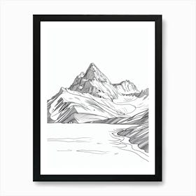 Mount Olympus Greece Line Drawing 5 Art Print