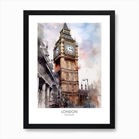 London 1 Watercolour Travel Poster Art Print
