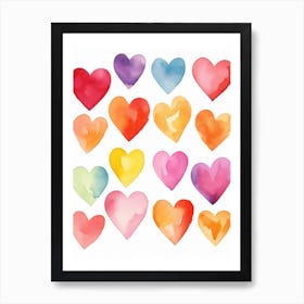 Watercolor Hearts 1 Art Print