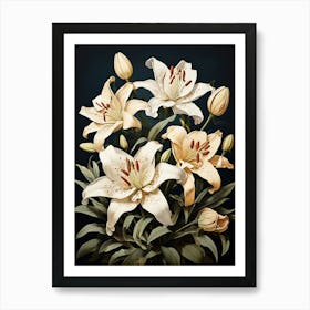 Lilies Flower Illustration Art Print 1 Art Print