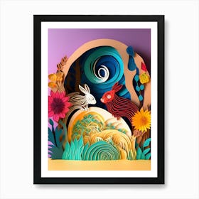 Rabbits In The Forest-Reimagined Art Print