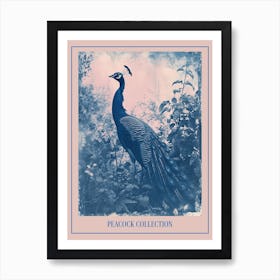 Peacock In The Wild Cyanotype Inspired 3 Poster Art Print