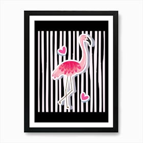 Flamingo pink and black Art Print
