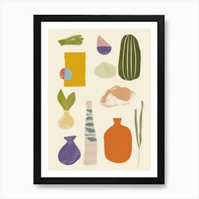 Cute Objects Abstract Illustration 6 Art Print