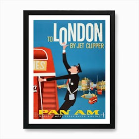 London Retro Vintage Travel Poster Art Print