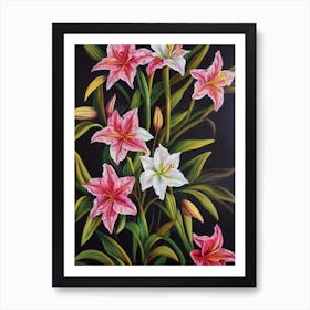 Lilies Still Life Oil Painting Flower Art Print