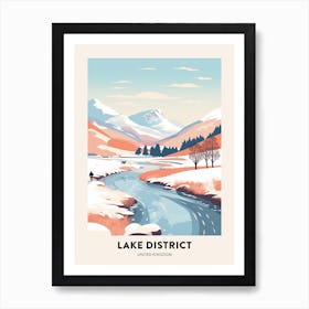 Vintage Winter Travel Poster Lake District United Kingdom 2 Art Print