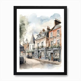 Romford London Neighborhood, Watercolour 4 Art Print