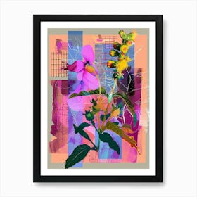 Snapdragon 2 Neon Flower Collage Art Print