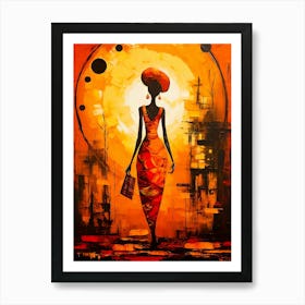 African Woman In Red Dress Art Print