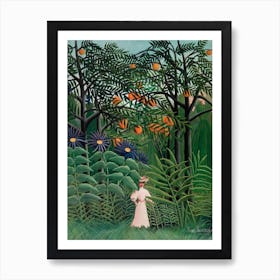 Woman Walking In An Exotic Forest, Henri Rousseau Art Print