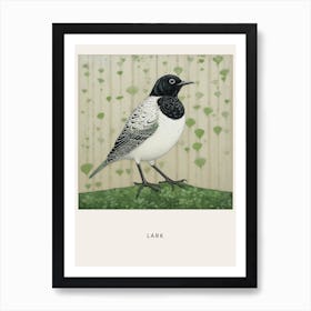 Ohara Koson Inspired Bird Painting Lark 1 Poster Art Print