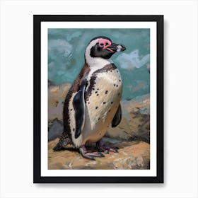 African Penguin Carcass Island Oil Painting 4 Art Print