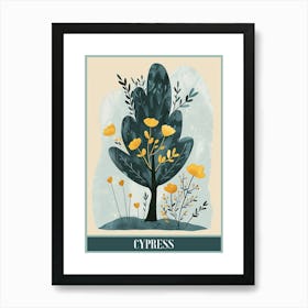 Cypress Tree Flat Illustration 3 Poster Art Print
