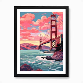 Golden Gate Bridge San Francisco Colourful 5 Art Print