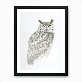 Verreauxs Eagle Owl Drawing 1 Art Print