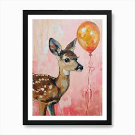 Cute Deer 1 With Balloon Art Print