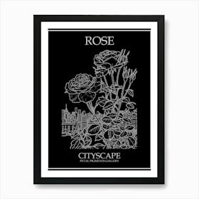 Rose Cityscape Line Drawing 1 Poster Inverted Art Print