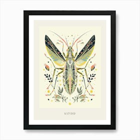Colourful Insect Illustration Katydid 12 Poster Art Print
