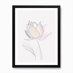 Lotus Floral Minimal Line Drawing 1 Flower Art Print