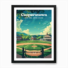 Cooperstown New York Baseball Field Digital Travel Art Art Print