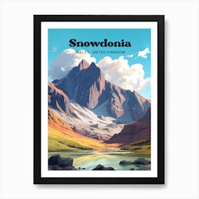 Snowdonia Wales United Kingdom Mountain Modern Travel Illustration Art Print