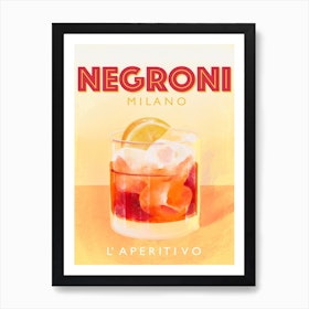 Negroni Aperitivo Milano Italy Kitchen Art Print