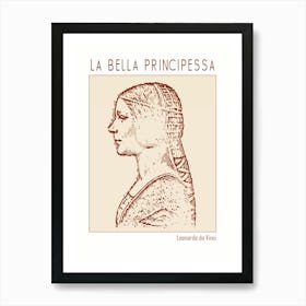 Line Art Minimalist – La Bella Principessa – Leonardo Da Vinci 1 Art Print