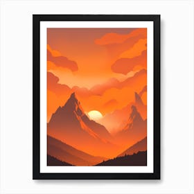 Misty Mountains Vertical Composition In Orange Tone 273 Art Print
