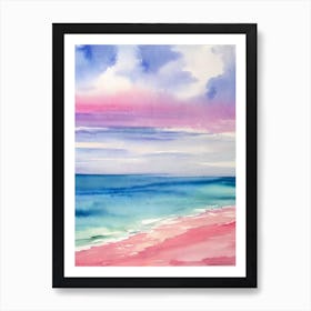 Amadores Beach, Gran Canaria, Spain Pink Watercolour Art Print