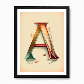 A, Letter, Alphabet Retro Drawing 3 Art Print