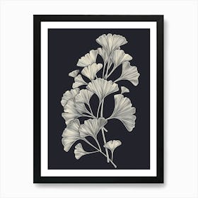 Ginkgo Tree Minimalistic Drawing 3 Art Print