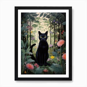 Black Cat In The Forest Art Print