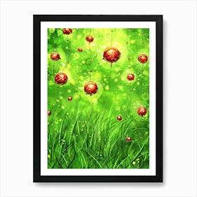 Christmas Tree In The Grass Art Print