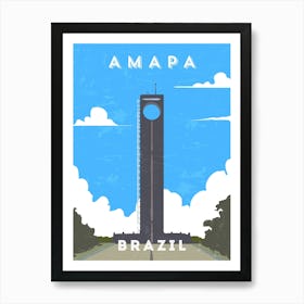 Amapa, Brazil — Retro travel minimalist poster Art Print