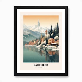 Vintage Winter Travel Poster Lake Como Italy 2 Art Print