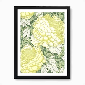 Sarah Bernhardt Peonies Yellow 3 Drawing Art Print