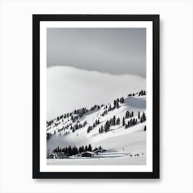 Skiwelt Wilder Kaiser Brixental, Austria Black And White Skiing Poster Art Print