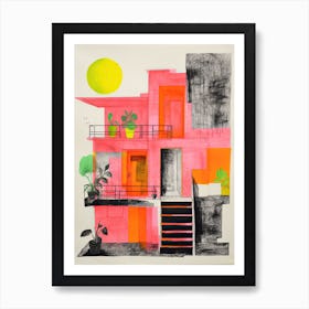 A House In Athens, Abstract Risograph Style 4 Art Print