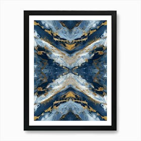 Gold And Blue Abstract Painting 7 Art Print