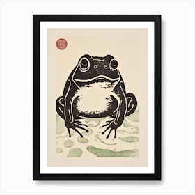 Frog Matsumoto Hoji Inspired Japanese Neutrals And Green 1 Art Print