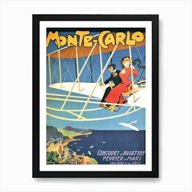 Monte Carlo, Vintage Aviation Poster Art Print