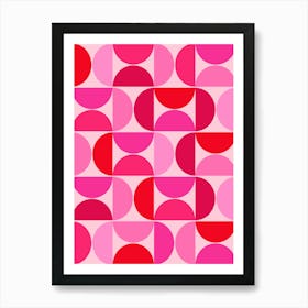 Mid Century Modern Pink And Red Poster