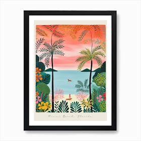 Poster Of Miami Beach, Florida, Matisse And Rousseau Style 7 Art Print